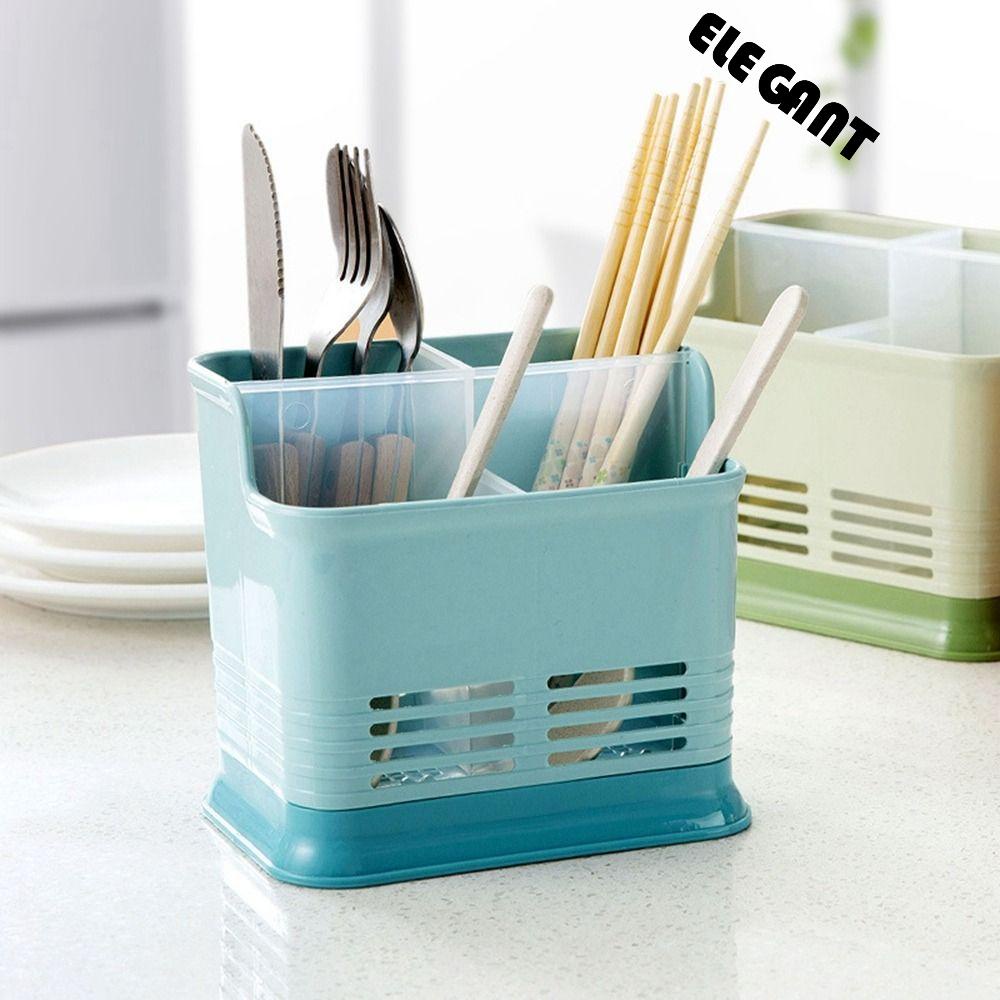 [Elegan] Sendok Garpu Rak Peralatan Makan Plastik Tahan Lama Rak Partisi Hollow Meja Cutlery Organizer