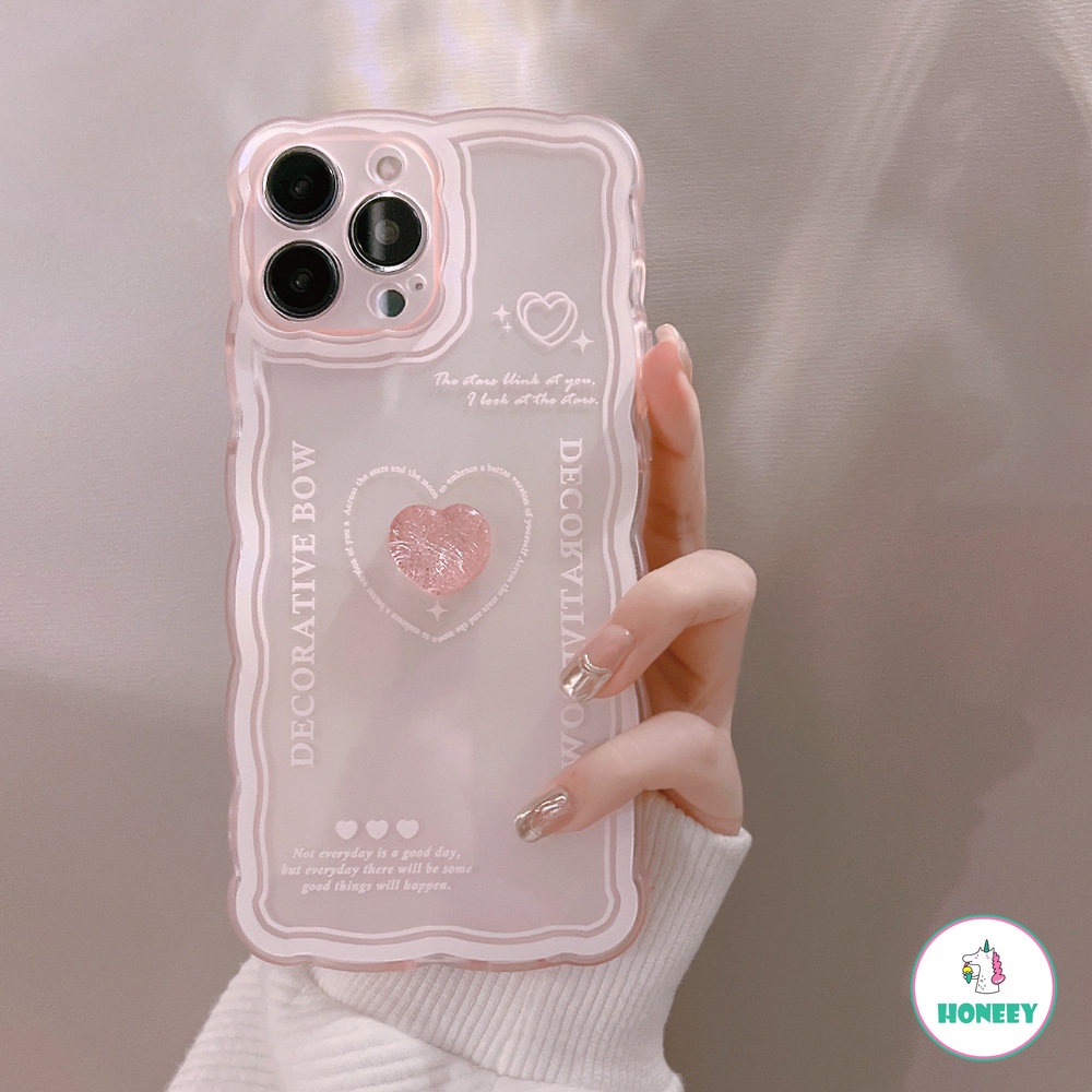 IPHONE Casing Ponsel 3D Love Heart Transparan Shockproof Lucu Untuk Iphone11 12 13 14 Pro Max X XR Xs7 8 Plus Soft TPU Cover