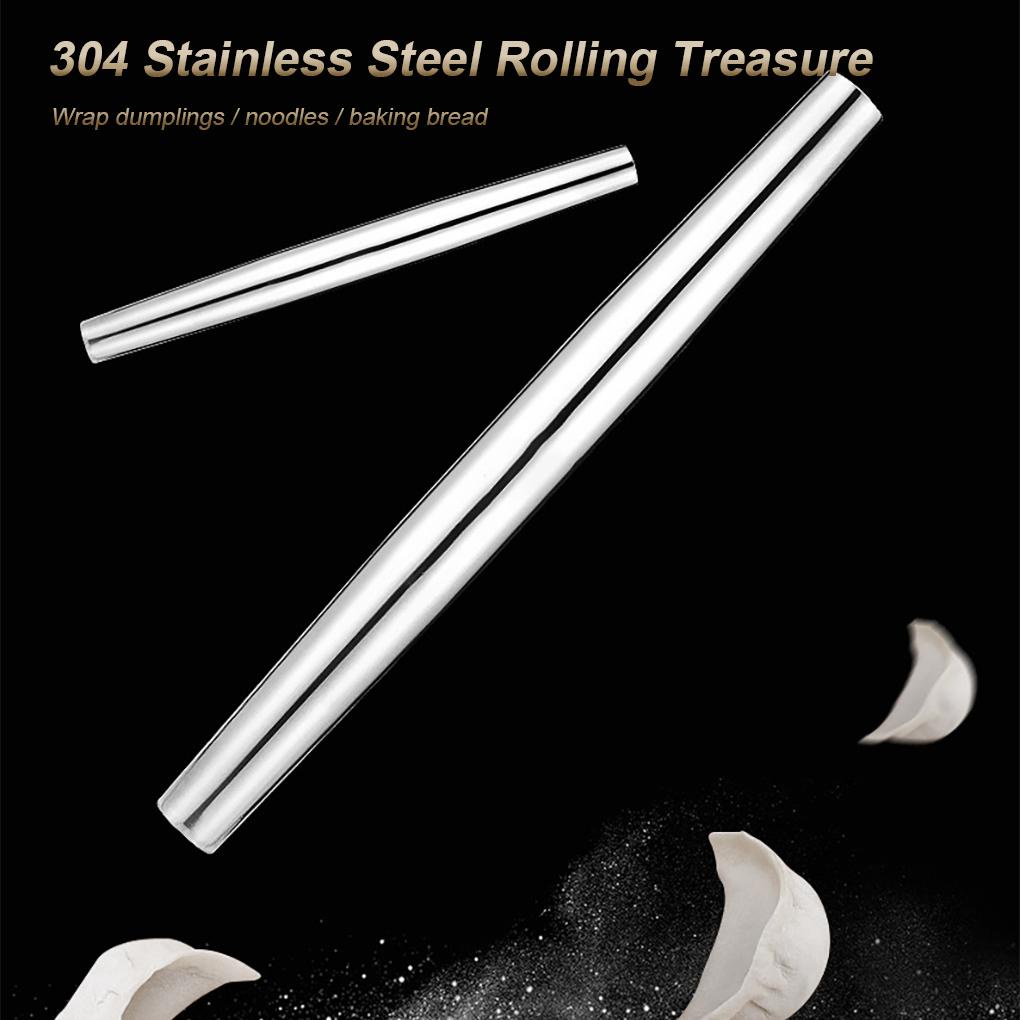 304stainless Steel Halus Rolling Pin Handheld Roller Non-Stick Memasak Membuat Adonan Rumah Tangga Baking Aksesori Pizza