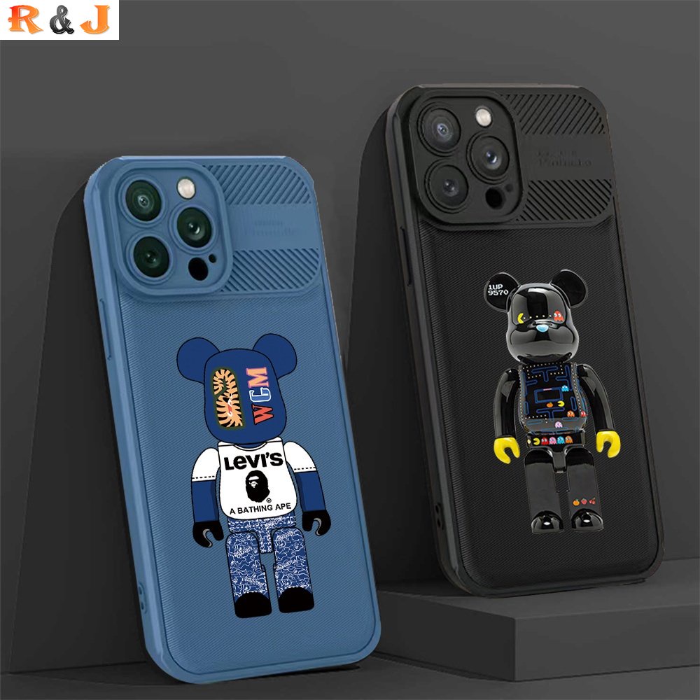 Casing Samsung A13 A04E A04S A04 A13 A03 A03S A20 A30 A32 A12 A02S A11 A50 A20S A10 M12 Bearbrick Serat Karbon Cross Grain Phone Cover