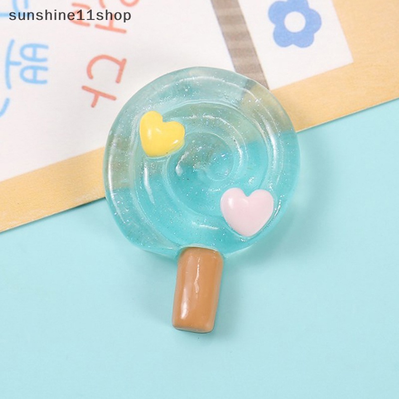 Sho 5PCS Kawaii Transparansi Lollipop Resin Simulasi DIY Scrapbooking Aksesoris N