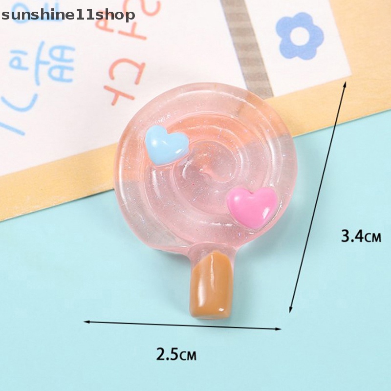 Sho 5PCS Kawaii Transparansi Lollipop Resin Simulasi DIY Scrapbooking Aksesoris N