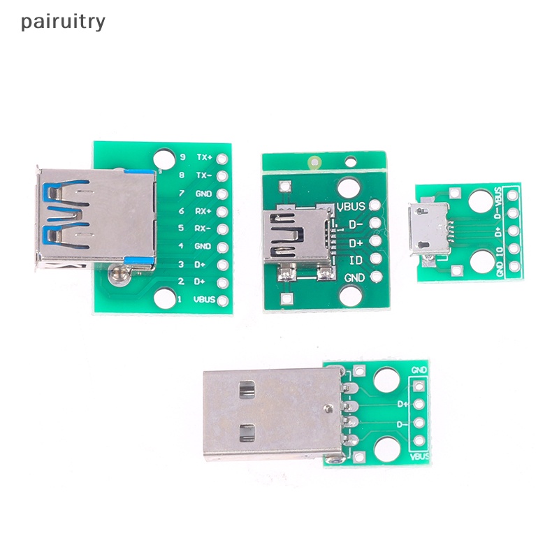 Prt 5Pcs Micro Mini USB USB B Male USB 2.0 3.0 Female USB B Connector Interface Ke 2.54mm DIP PCB Converter Adapter Breakout Board PRT