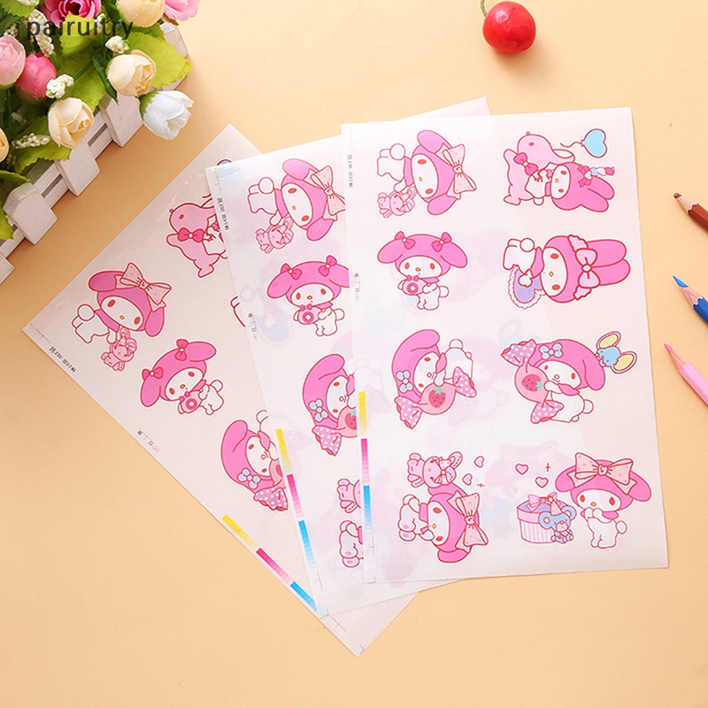 Prt 5pcs My Melody Kawaii Anime Kartun Stiker Cinnamoroll Kuromi Pvc Transparan Tahan Air Hias Perekat Diri Stiker PRT