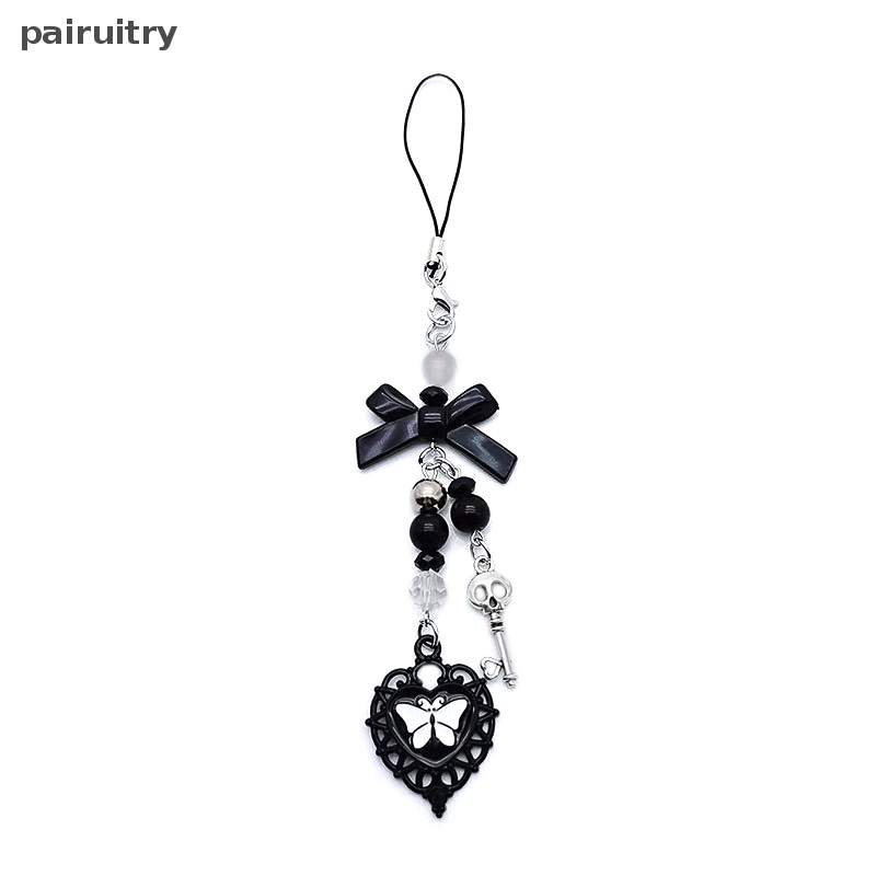 Prt Fashion Berongga Ponsel Liontin Gadis Manis Keren Rantai Hitam Pesona Kawaii Aksesoris Wanita Handmade DIY Lucu Original Tali Lanyard PRT