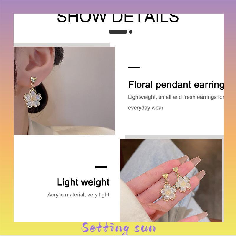 Anting Stud Kristal Bunga Bahan Akrilik Fashion Korea Gaya Untuk Wanita TN