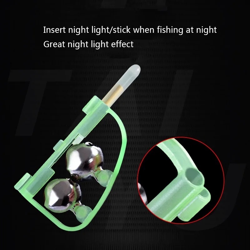 Alarm Gigit Lonceng Ganda/5Pcs Alarm Bell Luminous Memancing Malam/Klip Alarm Pancing Portabel/Alat Sinyal Bercahaya Gigit Joran Pancing Universal/