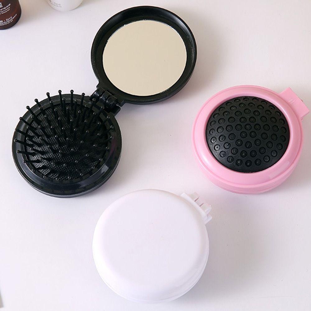 Needway Sisir Rambut Dengan Cermin Sisir Keriting Mini Anti-Statis Aksesoris Rambut Pijat Kulit Kepala Hairdressing Alat Styling Rambut Sisir Bantal Udara