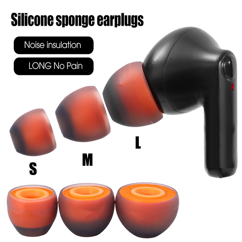 Penyumbat Telinga Spons Silikon Warna Ganda/ Headset Yang Dapat Diganti Bantalan Telinga Peredam Suara/ In-Ear Non-Slip Headphone Cushion