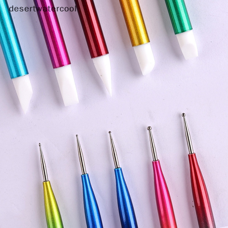 Deid 5Pcs Dual Ended Dotg Pen Rhinestone Picker Lilin Pensil Nail Art Alat Manicure Martijn