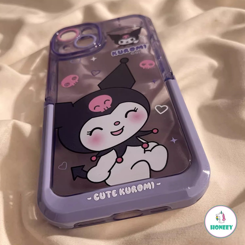 IPHONE Fashion Sanrio Kulomi Invisible Stand Phone Case Kompatibel Untuk Iphone11 12 13 14 Pro Max Plus Kartun Drop Cover Pelindung