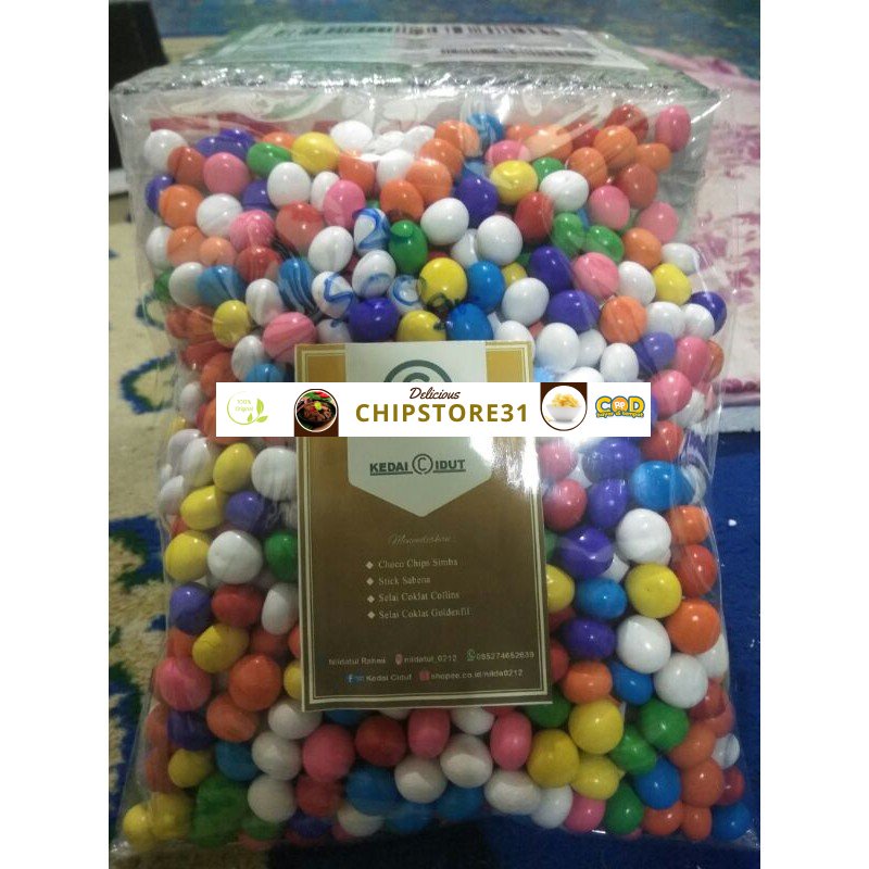 

New Snack Bola Coklat Pelangi isian roti kering berat 1000gr