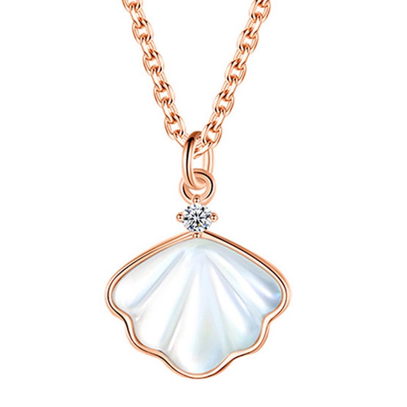 Fashion Aksesoris Perhiasan Kalung Liontin Tembaga Kalung Perempuan Rantai Klavikula Temperamen Sederhana Korea Pribadi Mutiara Shell Liontin Hadiah Ulang Tahun