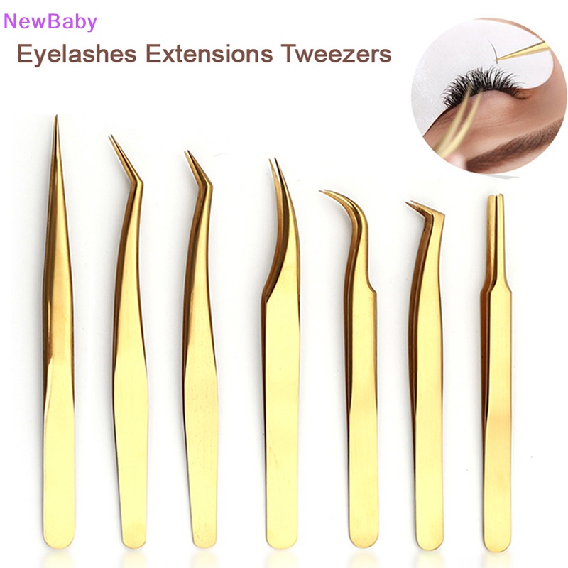 Newbaby Pinset Bulu Mata Stainless Steel Eyelashes Extension Anti Statis Alis Lash ID