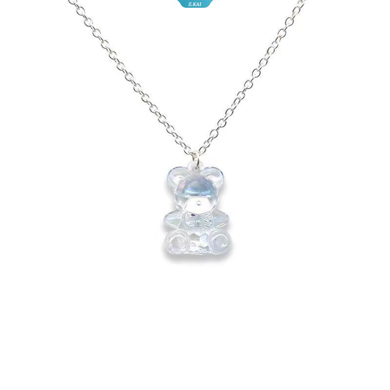 Permen Kristal Gummy Bear Kalung Lucu Transparan Beruang Liontin Kalung Wanita Gadis Punk Hip Hop Choker Fashion Pesta Perhiasan [ZK]