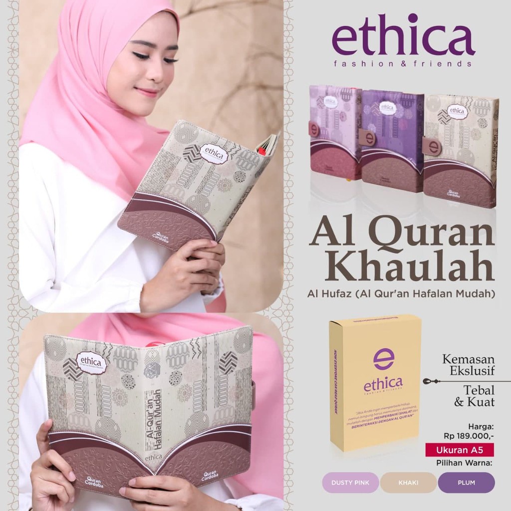 AL-QUR'AN ETHICA KHAULAH DUSTY PINK KHAKI PLUM ETHICA AL-QUR'AN KHAULAH TERBARU AL QURAN