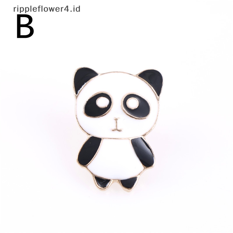 {rippleflower4.id} 1pc Kartun Lucu Enamel Pin Pinguin Panda Hewan Jaket Bros Badge~