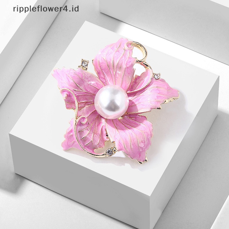 {rippleflower4.id} Bros Korea Fashion Style Berlian Imitasi Besar Kerah Pin Aksesoris Pernikahan Elegan Perhiasan Bunga Kristal~