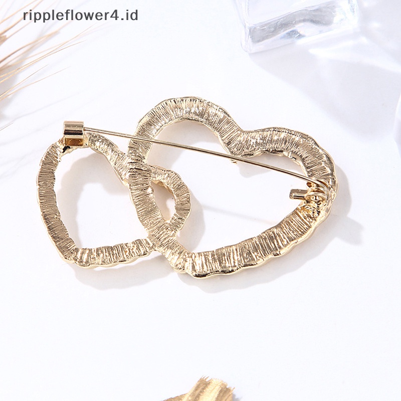 {rippleflower4.id} Bros Hati Logam Desain Sederhana Hati Cinta Wanita Unisex Bros Pin Hadiah~