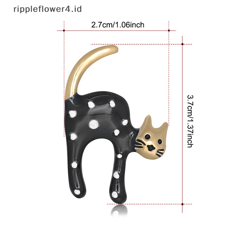 {rippleflower4.id} Fashion Bentuk Kucing Bros Wanita Jas Kerah Pin Aksesoris Perhiasan Pakaian Pesta~