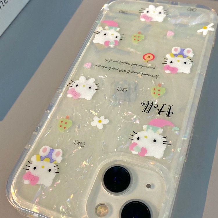 Hello Kitty Cocok Untuk iPhone 14 Pro Max Casing Ponsel iPhone Double-layer Motif Cetak Kompatibel Dengan Iphone13 13pro 13prm iPhone 11 11pro 14plus 12Pro Max Shockproof TPU Phone Case