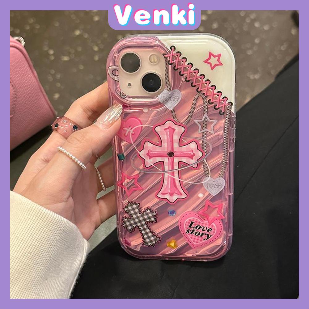 VENKI - Untuk iPhone 11 iPhone Case Laser Reflektif Transparan Ponsel Case TPU Lembut Shockproof Airbag Sederhana Trendi Keren Kompatibel dengan iPhone 14 13 Pro max 12 Pro Max XR XR 7 8