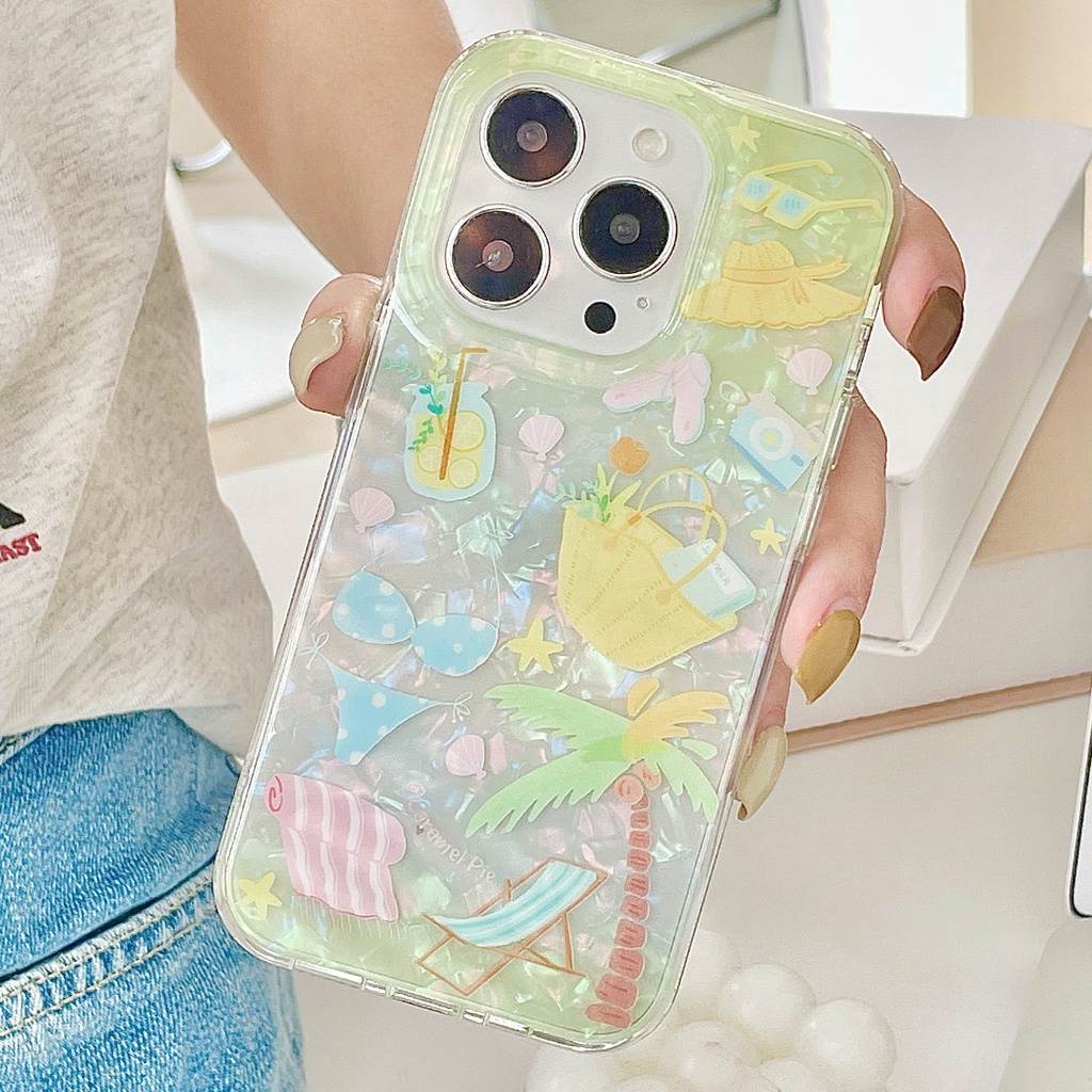 Ins Gaya Musim Panas Cocok Untuk iPhone 14 Pro Max Casing Ponsel iPhone Double-layer Pola Dicetak Kompatibel Dengan Iphone13 13pro 13prm iPhone 11 11pro 14plus 12Pro Max Shockproof TPU Phone Case