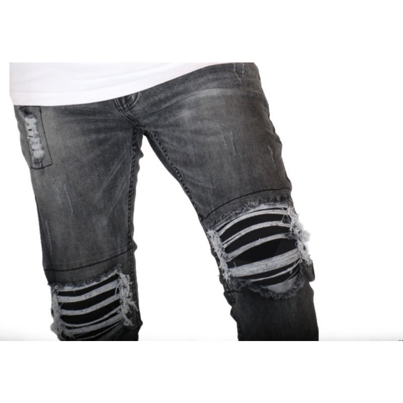 Weird Jeans - Ice Grey - Celana Jeans Pria Skinny Slimfit Strech Ripped