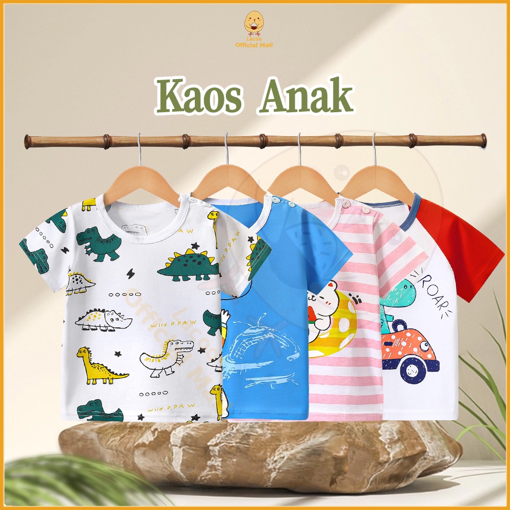 Lacoo Kaos anak laki laki perempuan Baju atasan anak lengan pendek karakter