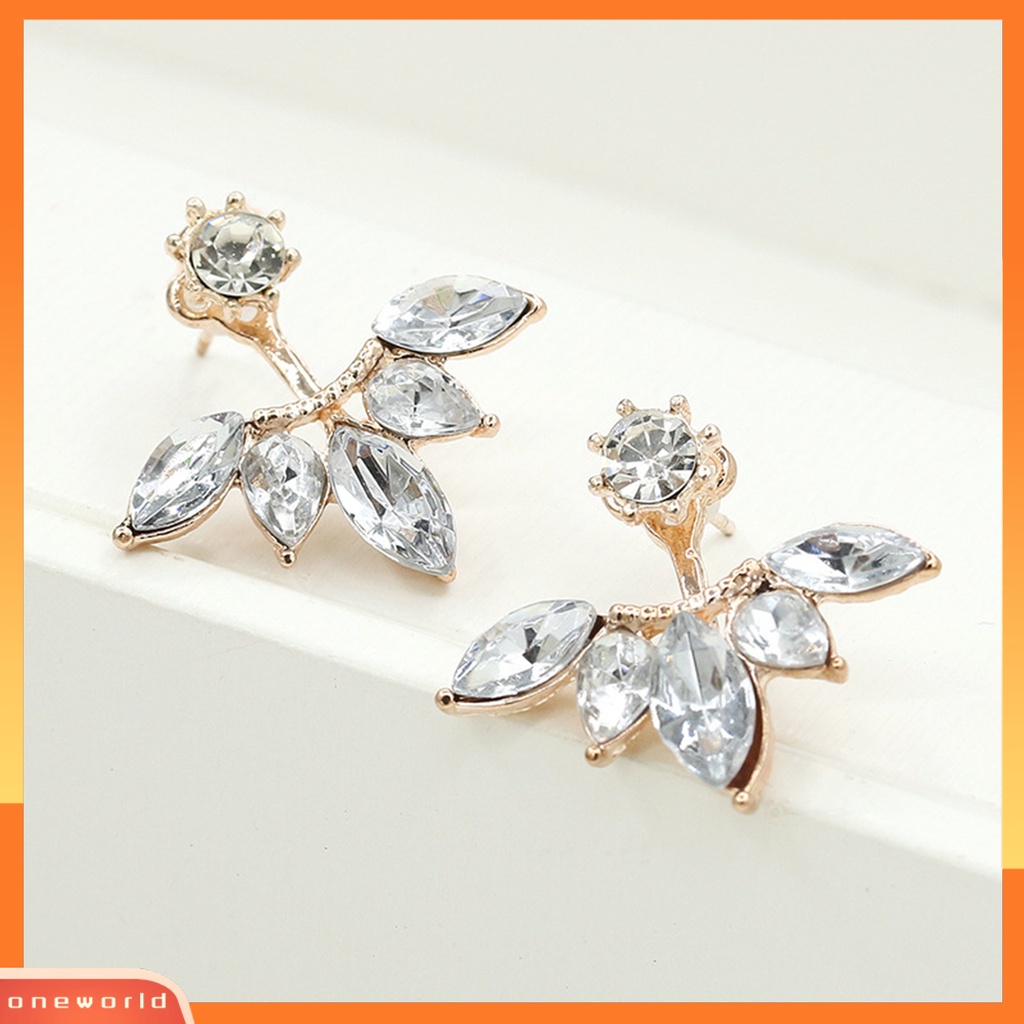 [WOD] 1pasang Nice-looking Ear Studs Paduan Praktis Bentuk Bunga Berlian Imitasi Wanita Anting Perhiasan Aksesori