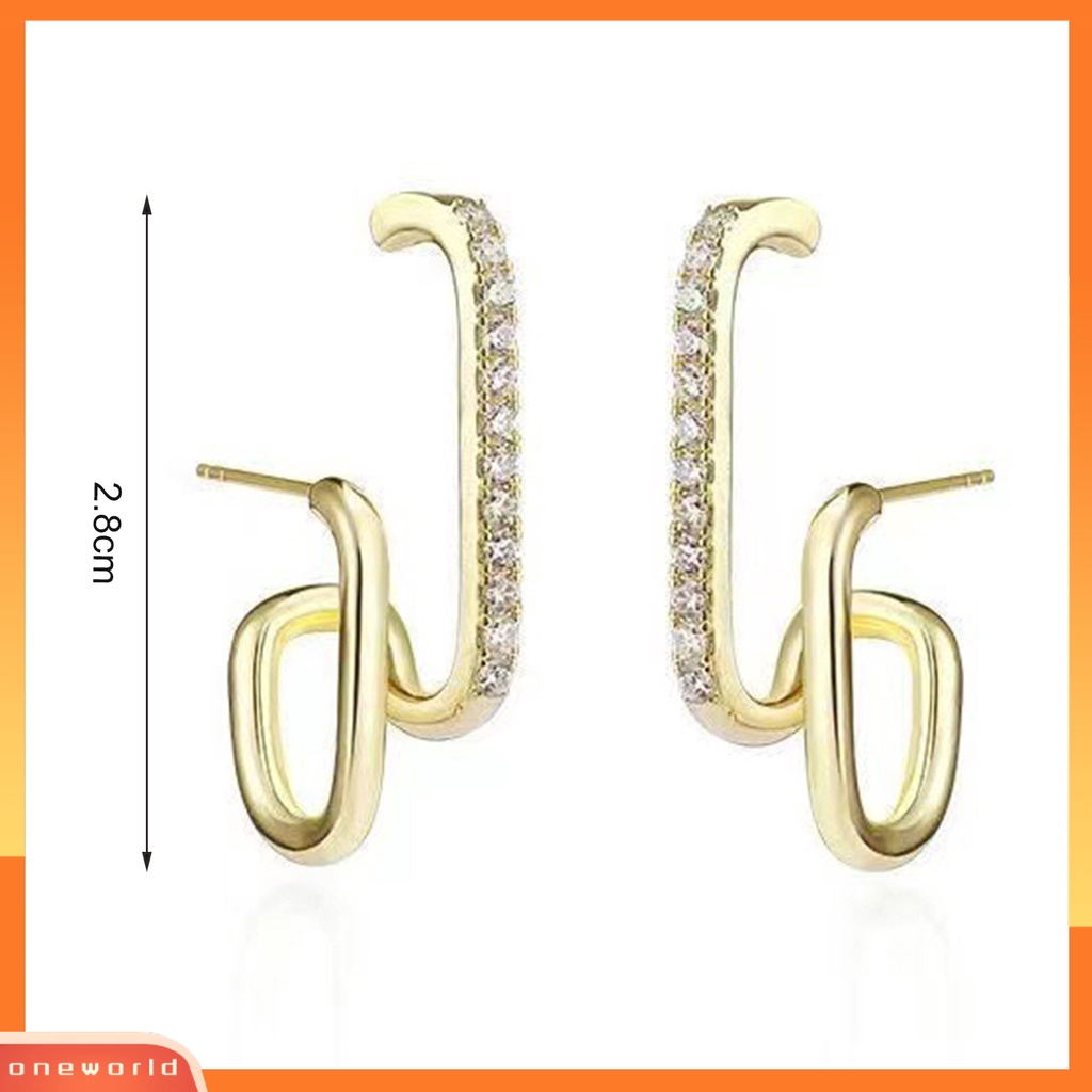 [WOD] 1pasang Ear Studs Irregular U Shape Jewelry Shinng Rhinestones Stud Earrings Untuk Pesta Pernikahan Perjamuan Prom