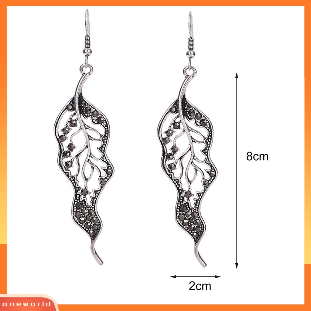 [WOD] 1pasang Anting Kait Daun Berwarna Berlian Imitasi Perhiasan Dilapisi Tahan Lama Drop Earrings Untuk Pernikahan