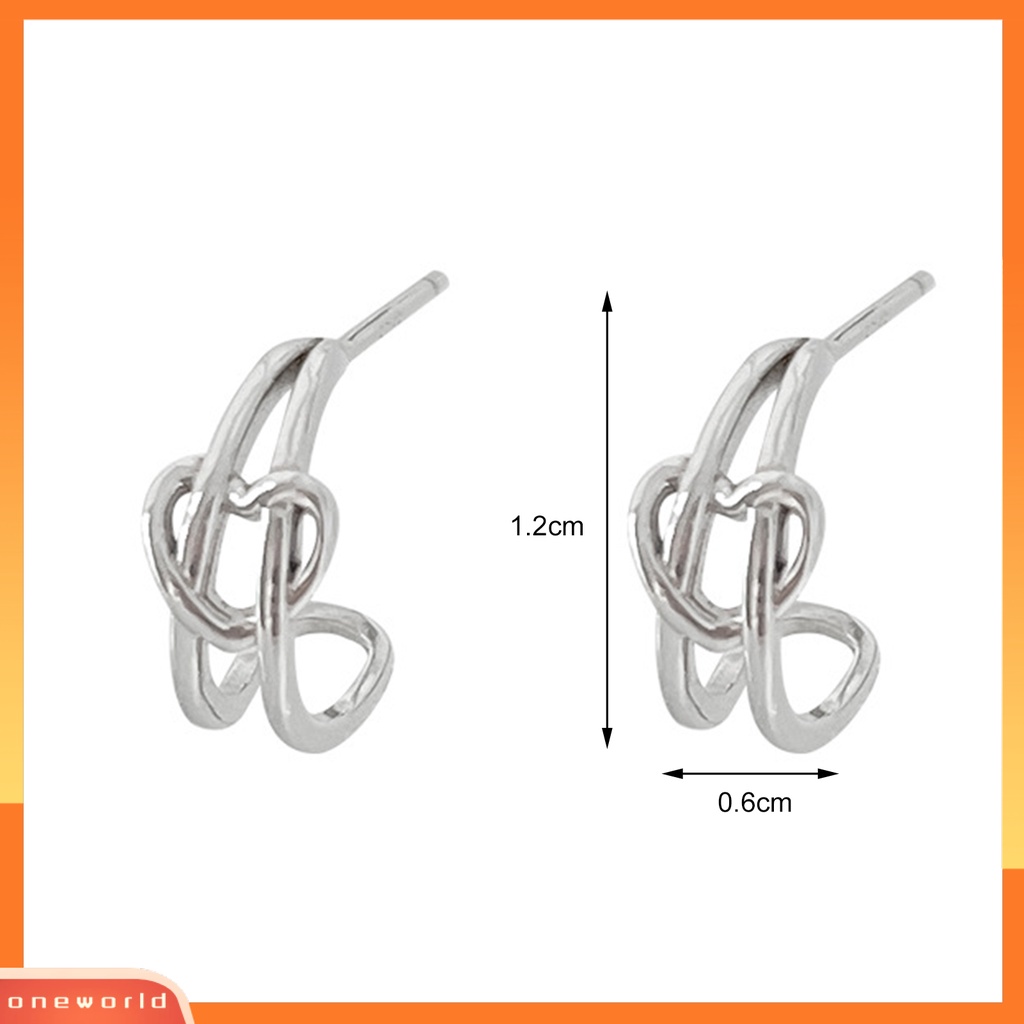 [WOD] 1pasang Anting Stud Kilau Terang Berbentuk C Geometris All-match Alergi Free Dekorasi Hadiah Simpul Konsentrik Cinta Hati Telinga Giwang Wanita Perhiasan Untuk Pacaran