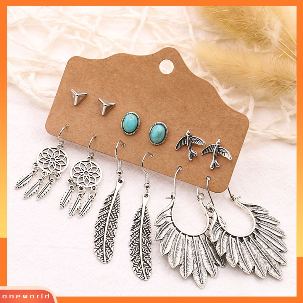 [WOD] 1set Anting Hoop Desain Bulu All Match Bahan Alloy Nyaman Dipakai Anting Untuk Harian