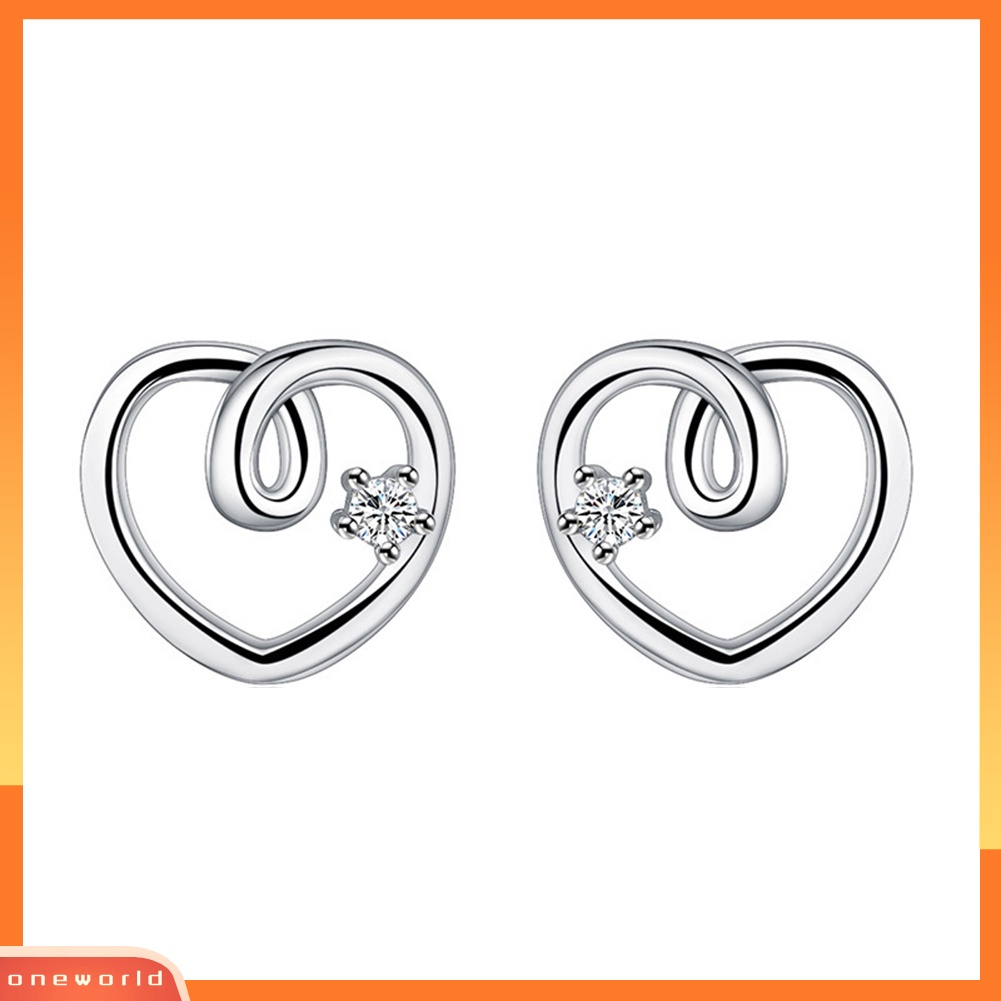 [WOD] Lady Berlian Imitasi Bertatahkan Berongga Jantung Telinga Stud Anting Perhiasan Hadiah Hari Valentine