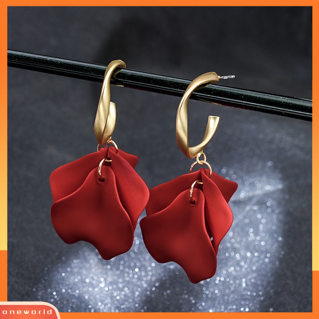 [WOD] 1pasang Anting Liontin Manis Indah Tindik Anting Hoop Kelopak Mawar Untuk Kehidupan Sehari-Hari