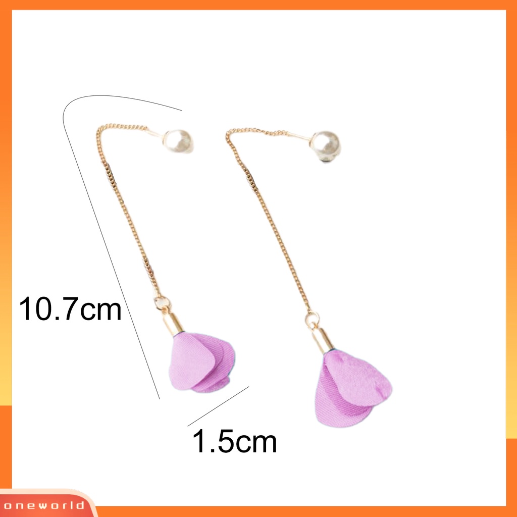 [WOD] Anting Elegan Bunga Rumbai Wanita Mutiara Imitasi Telinga Panjang Linear Earrings Untuk Pacaran