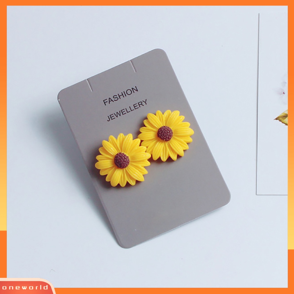 [WOD] 1pasang Ear Stud Anting Bunga Matahari Bahan Plastik Cantik Lucu Untuk Wanita