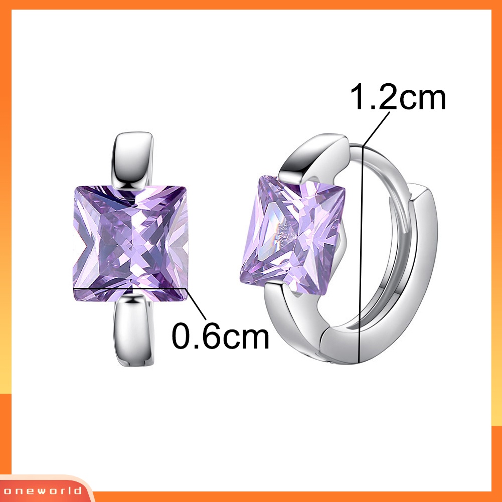 [WOD] Fashion Wanita Cubic Zirconia Hias Huggie Anting Hadiah Perhiasan Pesta Pernikahan