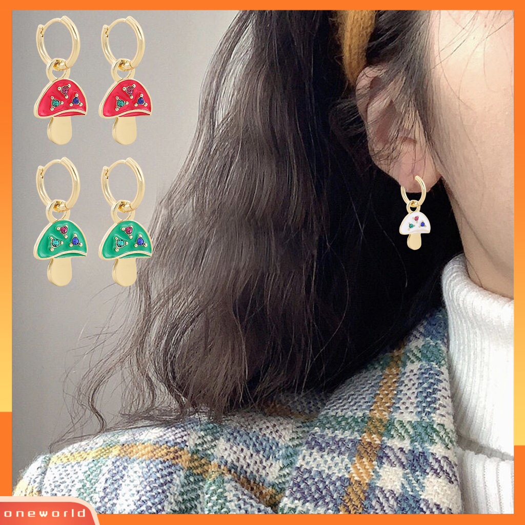 [WOD] 1pasang Anting Wanita Menjuntai Perhiasan Lapis Jamur Warna Permen Ear Buckle Earrings Untuk Pesta