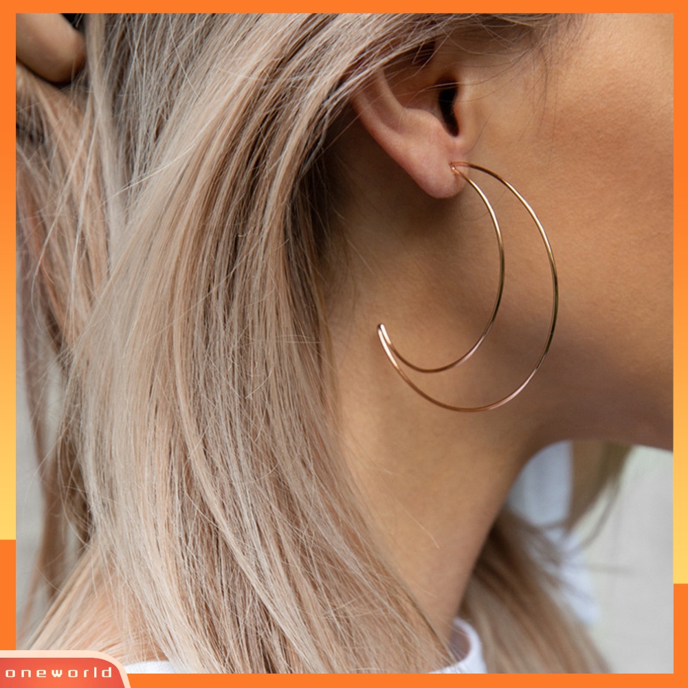 [WOD] Boho Berongga Sabit Menjuntai Anting Pesta Perjamuan Perhiasan Ear Studs Decor