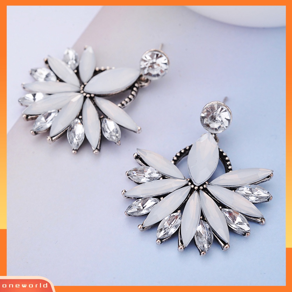 [WOD] Wanita Elegan Boho Berlian Imitasi Bunga Menjuntai Stud Earrings Vintage Eardrops