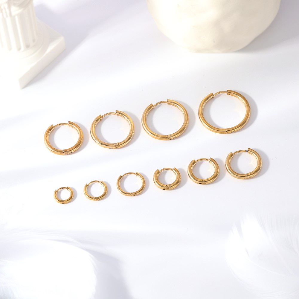1pc 6-20mm Stainless Steel Anting Hoop Kecil Tulang Rawan Anting Bulat Lingkaran Hitam Huggie Earrings Ear Tragus Piercing