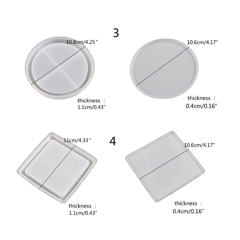 Siy Resin Shaker Cetakan Persegi Hati Bulat-Bintang Coaster Silicone Mold Cup Mat Pasir Hisap Epoxy Cetakan Handmade Frame Mold D