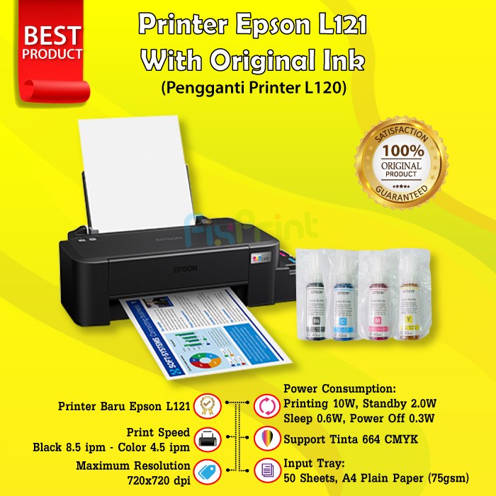 PRINTER EPSON L120 Hitam Print Warna Infus Modif Ink tank Pabrik RESMI