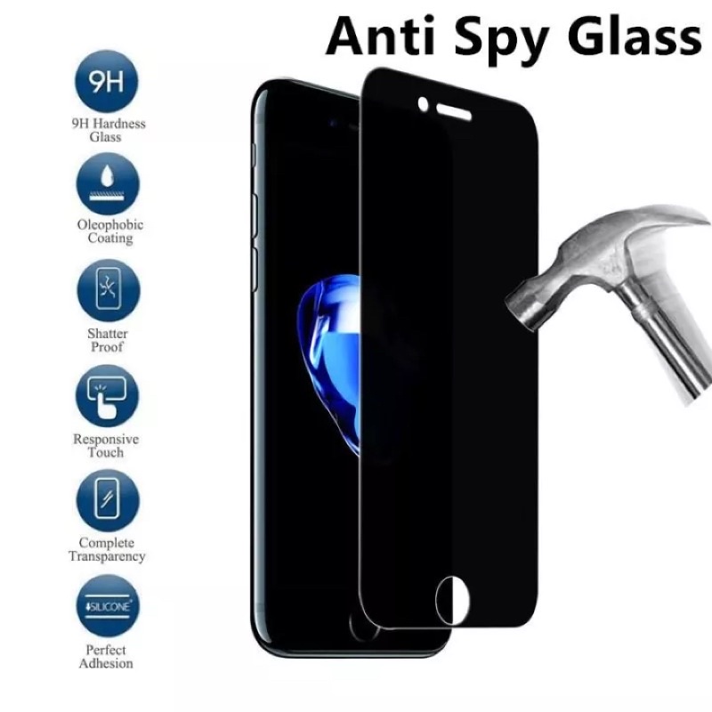 Tempered Glass Anti Spy iPhone 6 6s/ 6+ 6S+/ 7/ 8/ 7+/8+ Anti Gores Privacy Glass Spy PRIVACY