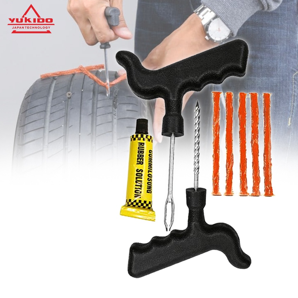 TUBLESS TIRE REPAIR KIT ALAT TAMBAL BAN TUBLESS LENGKAP FULL SET BONUS KARET TUBLES 5 PCS AB1000-1 Asia Teknik