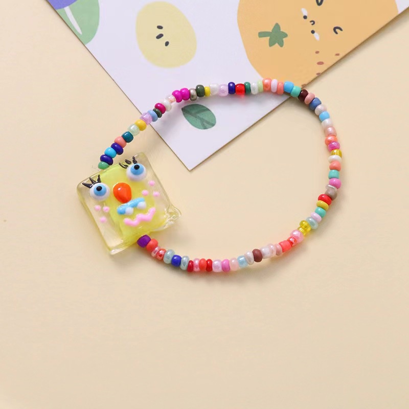 Kartun Monster Kecil Warna-Warni Gelang Manik-Manik Perempuan Korea ns Kecil Segar Manis Temperamen Gelang Pacar Pasangan Gelang