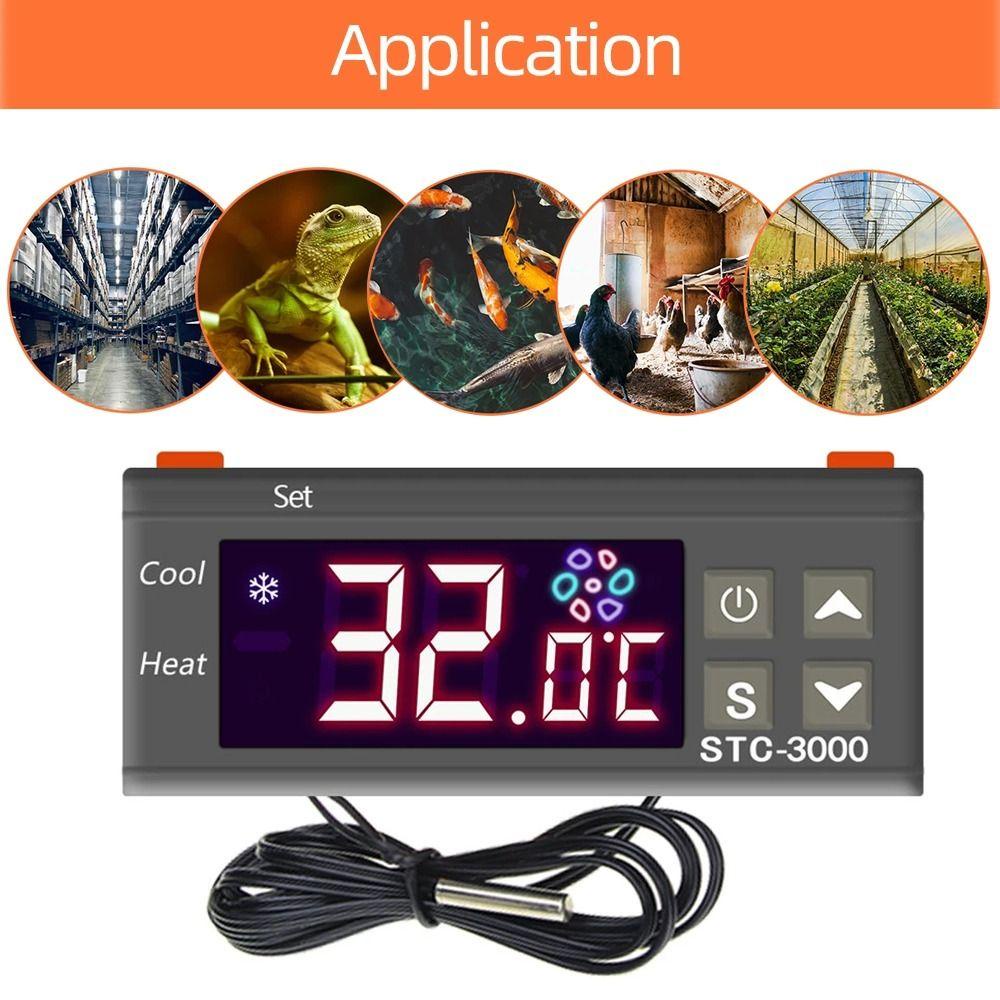 POPULAR Populer Digital Temperature Controller STC-3000 Dengan Sensor 12V 24V 110V-220V Thermoregulator