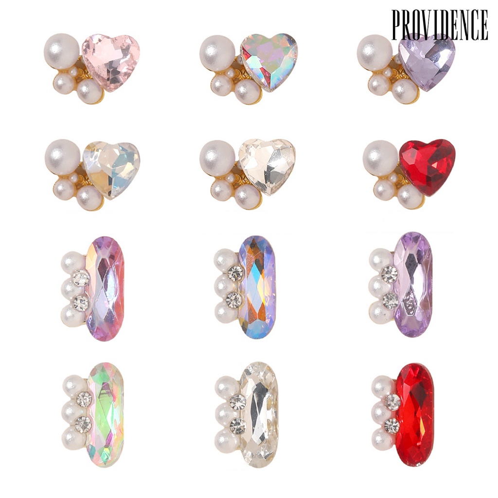 Providence 10Pcs Ornamen Kuku Tiga Dimensi Indah Bersinar Mewah Mutiara Imitasi DIY Nail Art Nail-Beauty Nail Art Dekorasi Berlian Imitasi Perlengkapan Salon Kuku